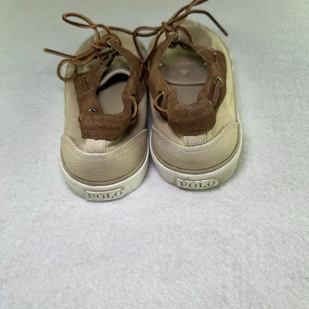 Polo Ralph Lauren Boat Shoes Mens 10.5 D Rylander Beige‎ Leather Lace Up